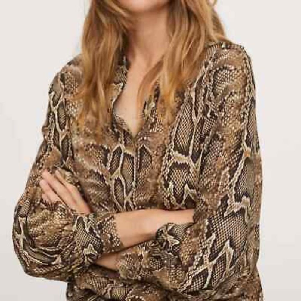 MANGO snake print button up